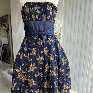 Betsey Johnson Floral Gold Print A-Line Dress - Size 2! Elegant & Feminine - Lik